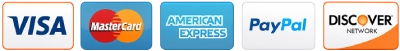 Accepted payment methods - Visa, Mastercard, AmEx, Discover